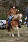 woman with Haflinger & Jack Russell Terrier