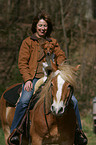 woman with Haflinger & Jack Russell Terrier