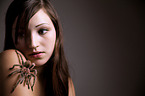 woman and tarantula