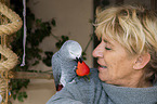 woman with Grey Parrot