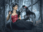 woman with Turkey Buzzard