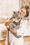 young woman with British Shorthair