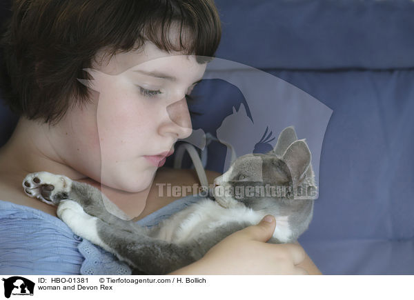woman and Devon Rex / HBO-01381