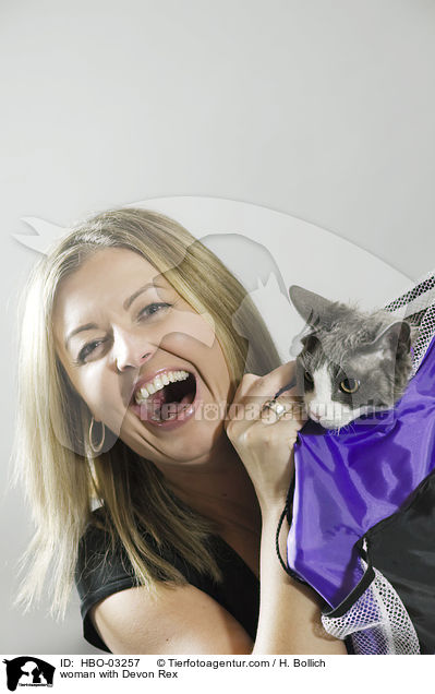 woman with Devon Rex / HBO-03257