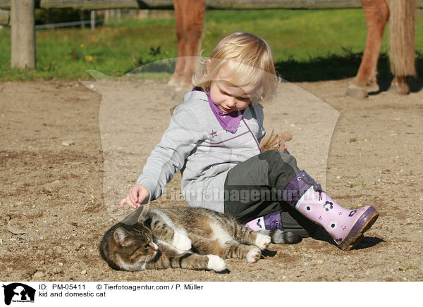 kid and domestic cat / PM-05411