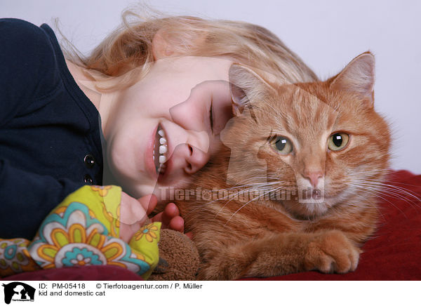 kid and domestic cat / PM-05418