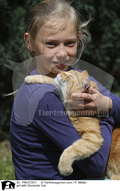 Mdchen mit Hauskatze / girl with Domestic Cat / PM-07201