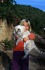 girl with domestic cat
