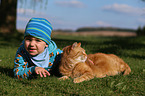child and cat