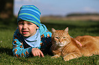 child and cat