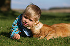 child and cat