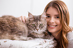 woman and cat