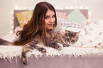 woman and cat