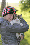 girl with Domestic Cat