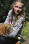 girl with Domestic Cat