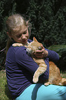 girl with Domestic Cat