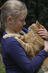 girl with Domestic Cat