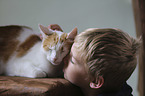 boy with Domestic Cat