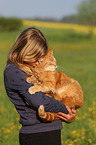 girl and cat