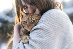 woman and cat