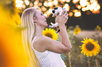 young woman with cat