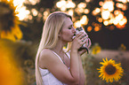 young woman with cat