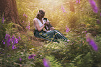 young woman with cat