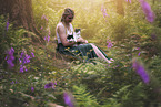 young woman with cat