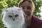 woman with British Longhair