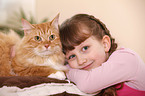 girl with siberian cat