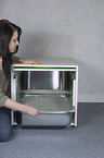 woman with cat litter box