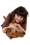 young woman with Airedale Terrier