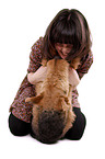 young woman with Airedale Terrier