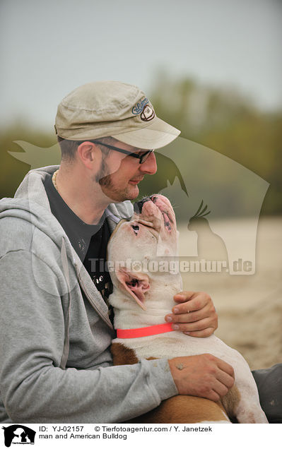 Mann und American Bulldog / man and American Bulldog / YJ-02157