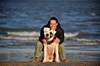 woman and American Bulldog