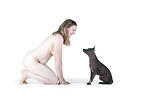 nude woman with American Hairless Terrier