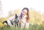 woman and Australian Cattle Dog