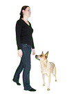 young woman with Australian Cattle Dog