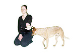 young woman with Australian Cattle Dog