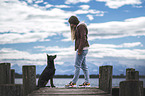 woman with Australian Kelpie