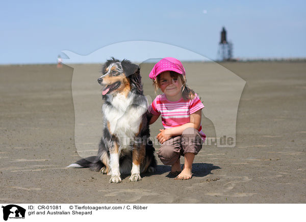 girl and Australian Shepard / CR-01081