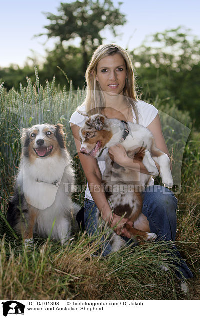 Frau und Australian Shepherd / woman and Australian Shepherd / DJ-01398