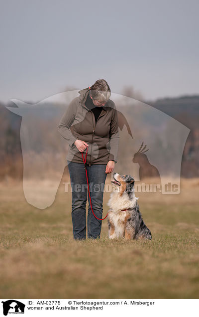 woman and Australian Shepherd / AM-03775