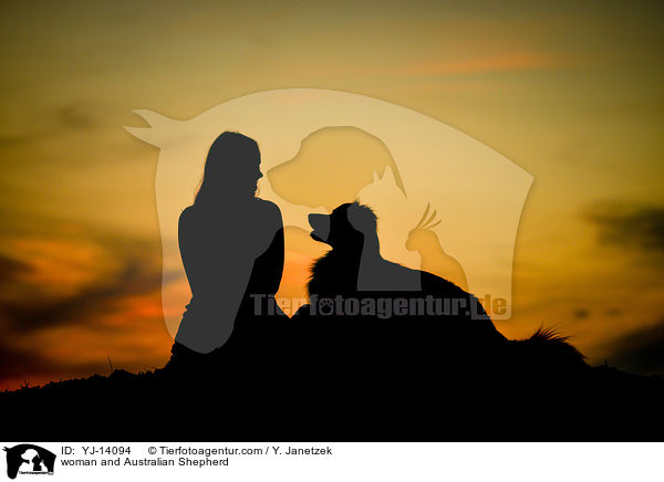 Frau und Australian Shepherd / woman and Australian Shepherd / YJ-14094