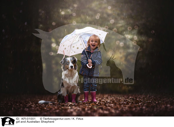 Mdchen und Australian Shepherd / girl and Australian Shepherd / KFI-01001