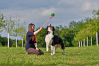 woman with Australian Shepherd