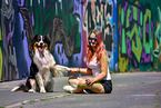 woman with Australian Shepherd