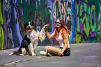 woman with Australian Shepherd