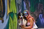 woman with Australian Shepherd