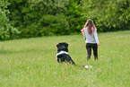 woman with Australian Shepherd